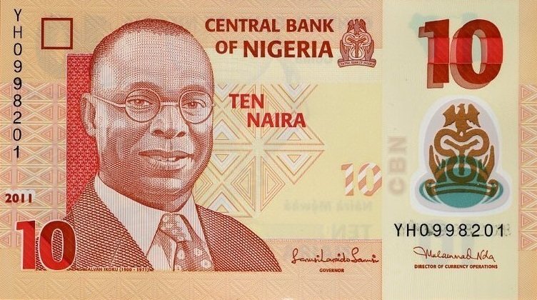 (,) Банкнота Нигерия 2011 год 10 найра  Пластик  UNC